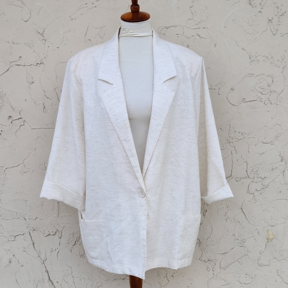 Vintage Lightest Milky Oatmeal Blazer - Picture 1 of 10